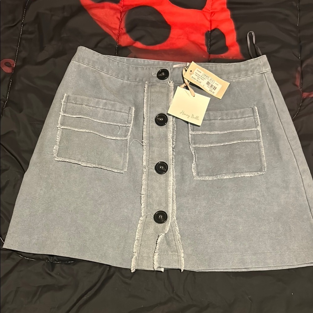 Honey Belle Blue A-Line Mini Skirt Casual